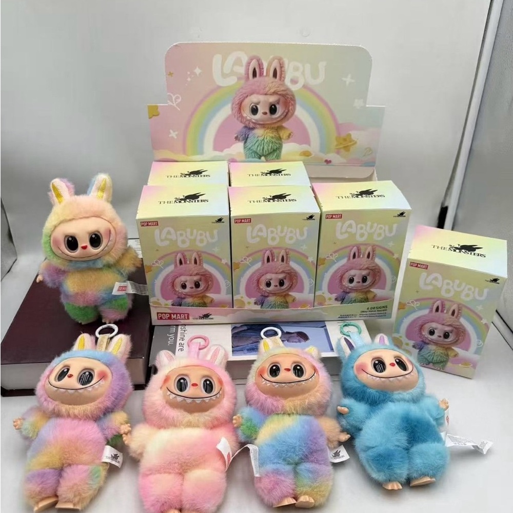 Labubu Rainbow Plush Keychains